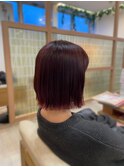 カシスブラウン×切りっぱなしボブ