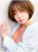 大人ガーリー チョコレート プリカール 小顔 丸みショートボブ