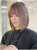 武蔵小杉白髪染めショートヘアタッセルボブミルクティーベージュ