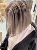 外国人風ボブ 3Dバレイヤージュ 海外ヘア 白髪ぼかし t1110