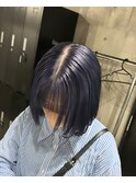 丸みボブ×ネイビーブルー