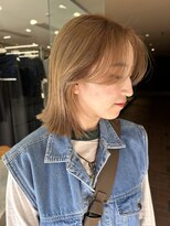 ノラ ヘアーサロン(NORA HAIR SALON)&nbsp;【大久保】ワンブリーチベージュカラー切りっぱなしボブ