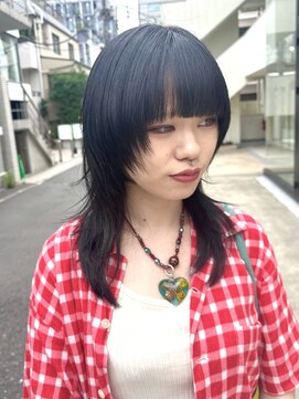 シーン(seen) ★ウルフレイヤー姫カットダークアッシュブラック小顔カット★