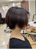 40代50代大人ボブ丸みショートカット根元パーマ髪質改善白髪染め