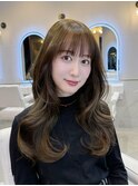 韓国風/くびれヘア/ロングヘア/前髪/縮毛矯正/小顔