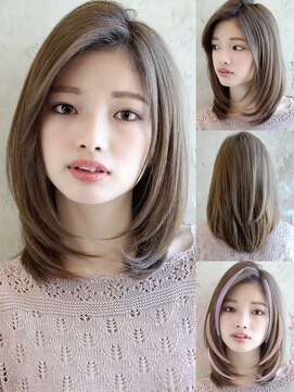 アフロート ルヴア(AFLOAT RUVUA) 人気【さらっとひし形大人レイヤーカット×ヌーディーベージュ】