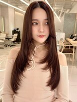 エジョン 三鷹店(Aejon)&nbsp;小顔前髪イメチェンレイヤーカット黒髪ネビージュワンカール#4