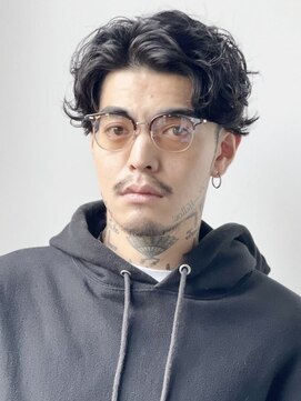 グルーマーズクレッジ 渋谷店(GROOMER/S CREDGE) men's/メンズ/フェザーパーマ/ニュアンス/ブルーブラック/黒染め