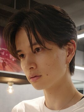 アンサー 渋谷(ANSWER) センターパートフェザーパーマ毛流れニュアンス縮毛矯正