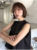 ブリーチなしダブルカラー ニュアンスボブ 切りっぱなしボブ 