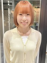 ラミエバイメルト 下北沢(lamie by melt)&nbsp;切りっぱなしボブミニボブオレンジベージュ艶感暖色カラー/毛利