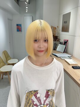 ペレ 渋谷(PELE) デザインカラー/レイヤーカット/ウェットヘア/オリーブベージュ