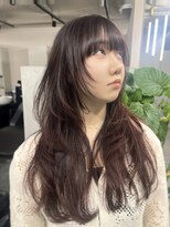 ジエクトカナウ 大阪梅田店(The Ect canow) レイヤーロング／ロングウルフ／前髪／縮毛矯正／ワインレッド