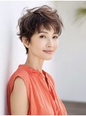 ☆ホワイトグレージュミニウルフデジタルパーマチェリーブラウン