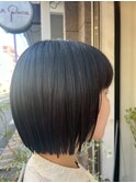 30代40代切りっぱなしボブ前髪ありボブ大人ボブミニボブ黒髪暗髪