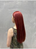 艶めく【レッドオレンジ】の【ハイトーン】【ロング】