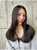 髪質改善トリートメントで叶う美髪ストレート　艶髪　前髪　