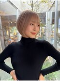 #ハイトーンボブ#金髪ボブ#ホワイトベージュ#ぱっつん前髪