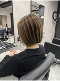 ブリーチなしバレイヤージュ風ボブ