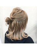 ヘアセット結婚式編み込みダウンスタイルルーズ外ハネポニー池袋