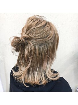 ミシェリー(misherry) ヘアセット結婚式編み込みダウンスタイルルーズ外ハネポニー池袋