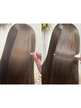 髪質改善でクセ毛を解消、自然なストレートに♪お悩みに合わせ、ポイントストレートで前髪のみの施術も◎