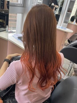 ジエクト カナウ(The Ect canow) エンドカラー/裾カラー/アプリコットオレンジ/韓国風巻き