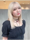 ミディアム顔周りレイヤー韓国ヘア美髪_F20303