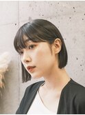 ボブ　ホワイトグレージュ　デジタルパーマ　チェリーブラウン