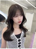 透明感グレージュカラー/艶カラー/韓国ヘア/顔周りカット/表参道