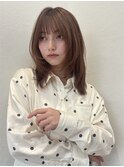 ミディアムフェイスレイヤーシャギーレイヤー明るめブラウン