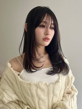 レイヤーカット小顔カットブリーチなしグレーブラウン