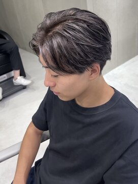 ホワイト(WHITE) シルバーハイライト　メッシュ　センターパート