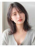 韓国風くびれミディアム◎暗髪アッシュブラウン×顔周りレイヤー