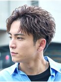 渋谷mensアクティブショートフェザーパーマセンターパート