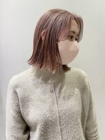 マイル 渋谷(mile)&nbsp;切りっぱなしボブ×ピンクベージュ