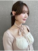 イメチェン外ハネボブ美髪ワイドバング顔周りレイヤーボブ