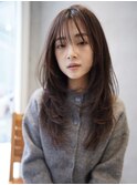 ミディアムレイヤーカット顔周りレイヤーハッシュカット透明感