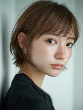 ロディーナ 大口 新子安(rodina) ピンクベージュ/アンブレラカラー/クールショート/前髪/大口子安