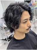 梅田メンズパーマスパイラルパーマシャドウパーマセンターパート