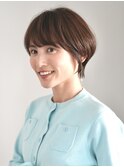 丸みショート・ボブ/丸顔/前髪あり/絶壁解消/40代/30代/長め
