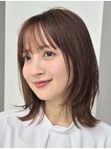 表参道酸性ストレート艶髪ミディアムレイヤーアッシュグレー30代