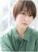 斜めバンググレージュカラー小顔ボブショートc上尾20代30代40代
