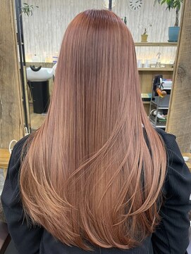 ナンバー ブラオ 名古屋栄(N° blao) 艶髪改善　絹髪ストレート　ピンクブラウン　カシスオレンジ