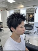 スパイキーショートザクザクショートアップバングツーブロック