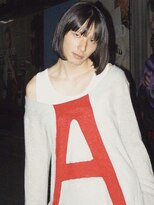 メンズロングボブウルフワンレングスブルーブラック黒髪