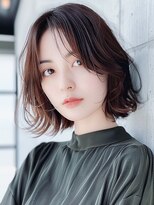 ルーム 大通店(ROOM)&nbsp;髪質改善カラーチョコレートブラウン外ハネミディ透明感夏カラー