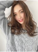 小顔パーマ×ナチュラルミディ×アッシュブラウン