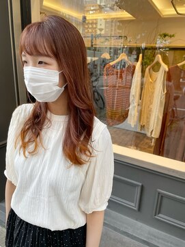 ヘアーアイスカルテット(HAIR ICI QUARTET) ロング　×  すそカラー  ×  オレンジ