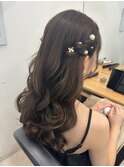 結婚式 二次会 ゆるふわアレンジ ルーズハーフアップ